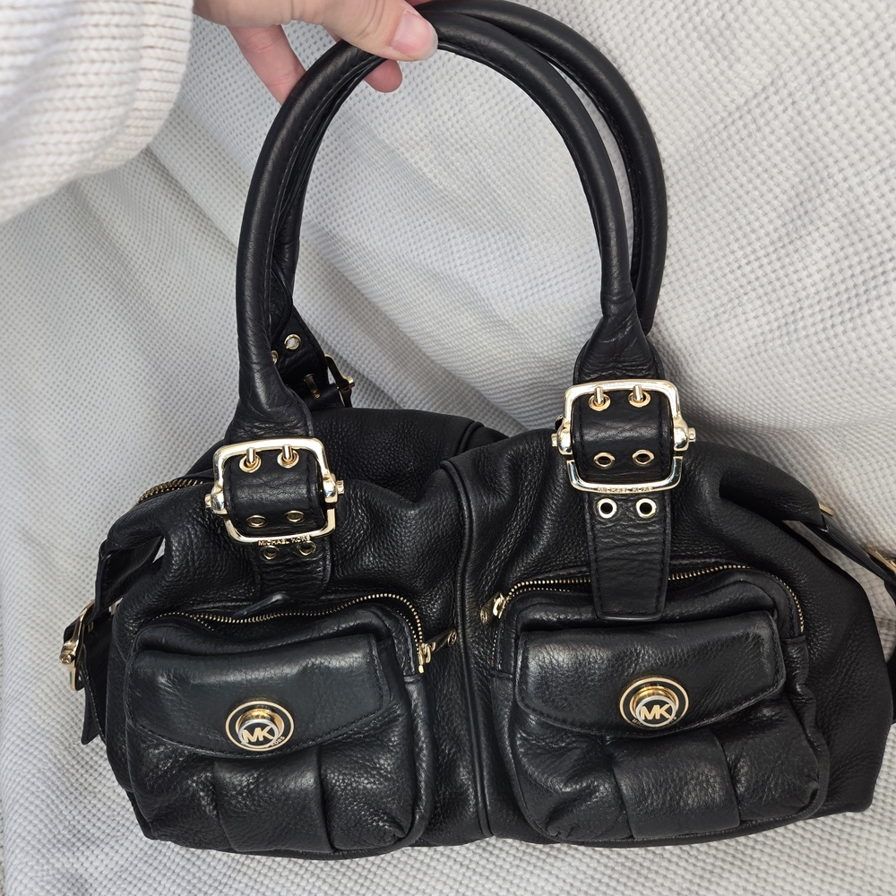 Trendy Michael Kors Black Double Pocket Shoulder Bag
